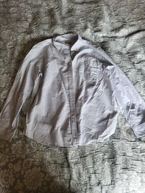 St. John's Bay Women's Light Blue & White Striped Button-Down Shirt